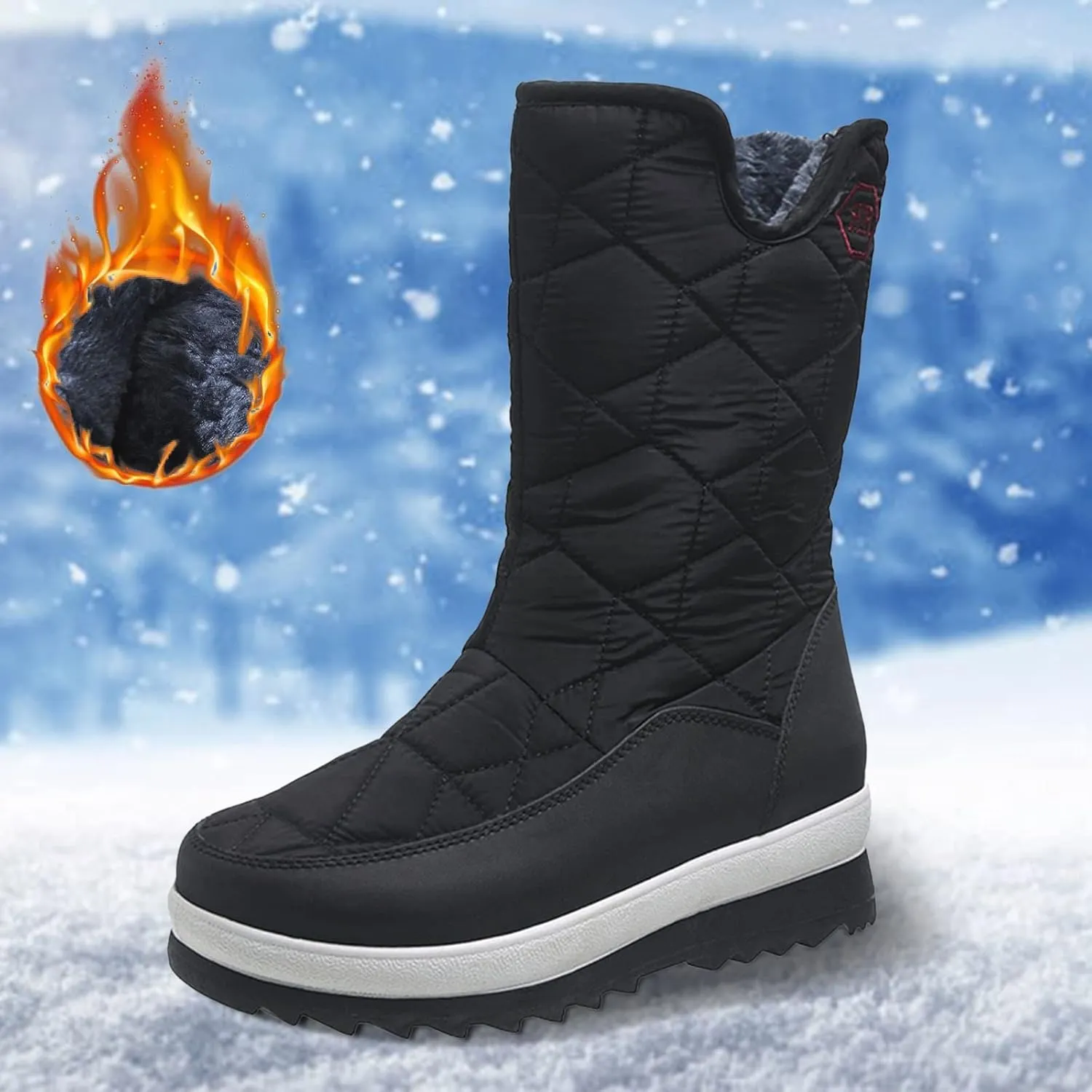 Snow Boots For Women Waterproof Winter Boots Slip On Hiking boots Lightweight Mid Calf Boots for Cold Weather
