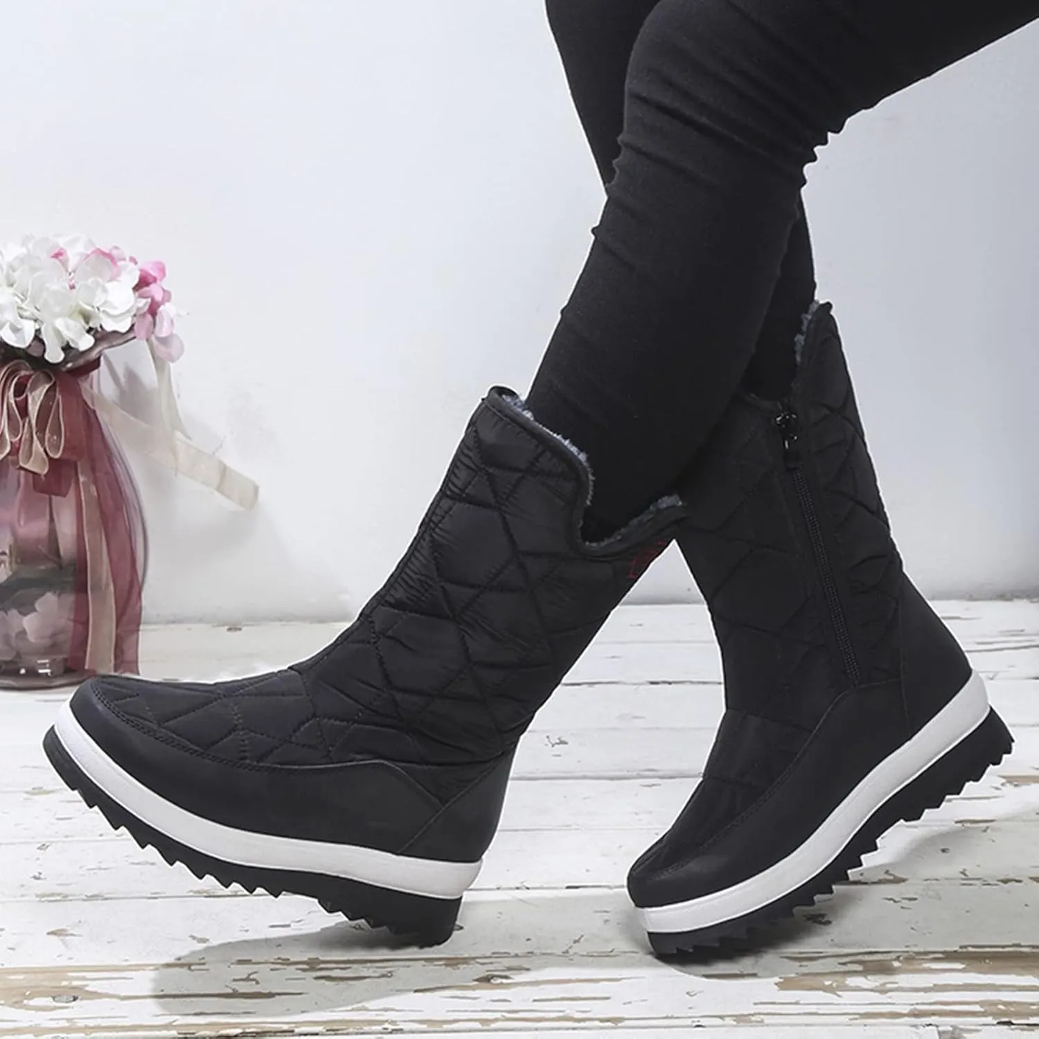 Snow Boots For Women Waterproof Winter Boots Slip On Hiking boots Lightweight Mid Calf Boots for Cold Weather