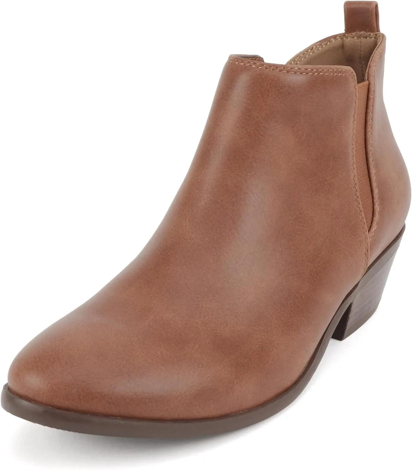 Soda CHARMER ~ Women Pointed Toe Elastic Gore Low Heel Ankle Bootie with Zipper Closure