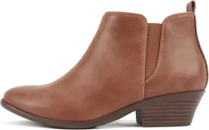 Soda CHARMER ~ Women Pointed Toe Elastic Gore Low Heel Ankle Bootie with Zipper Closure