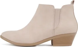 Soda ??CHARMER?? ~ Women Pointed Toe Elastic Gore Low Heel Ankle Bootie with Zipper Closure