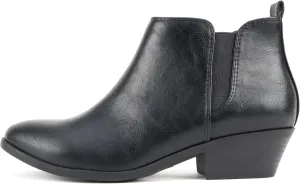Soda CHARMER ~ Women Pointed Toe Elastic Gore Low Heel Ankle Bootie with Zipper Closure