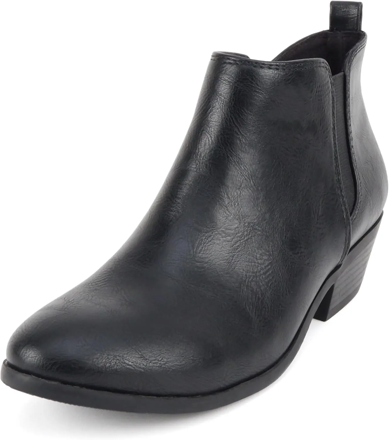 Soda ??CHARMER?? ~ Women Pointed Toe Elastic Gore Low Heel Ankle Bootie with Zipper Closure