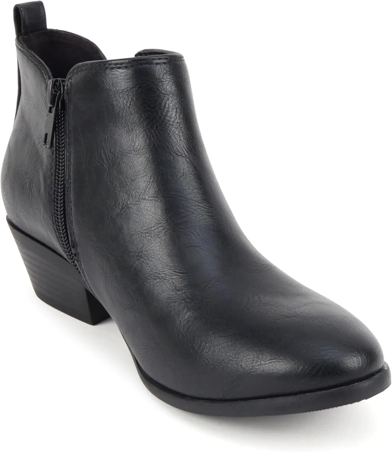 Soda ??CHARMER?? ~ Women Pointed Toe Elastic Gore Low Heel Ankle Bootie with Zipper Closure