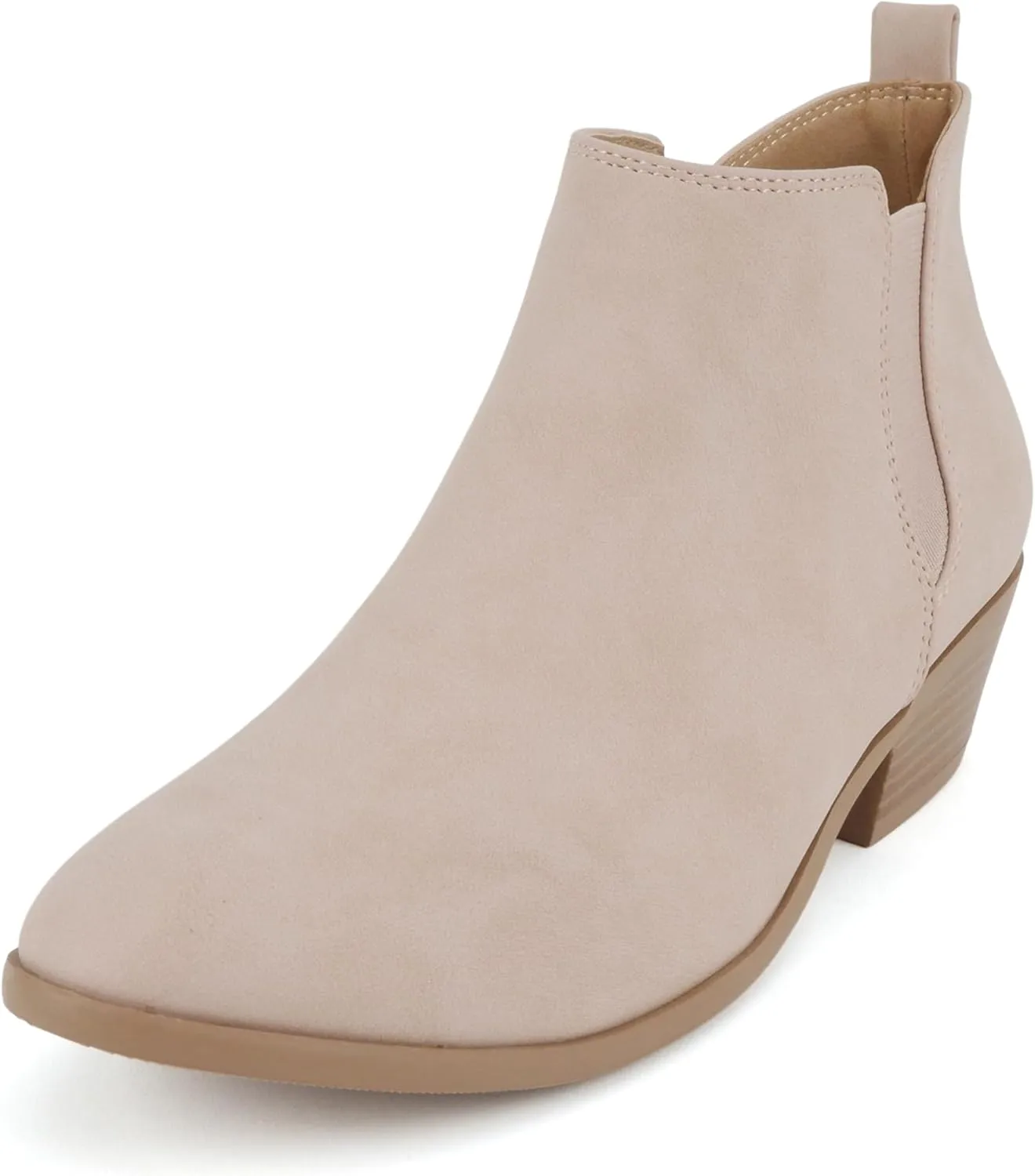 Soda ??CHARMER?? ~ Women Pointed Toe Elastic Gore Low Heel Ankle Bootie with Zipper Closure