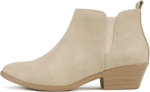 Soda ??CHARMER?? ~ Women Pointed Toe Elastic Gore Low Heel Ankle Bootie with Zipper Closure