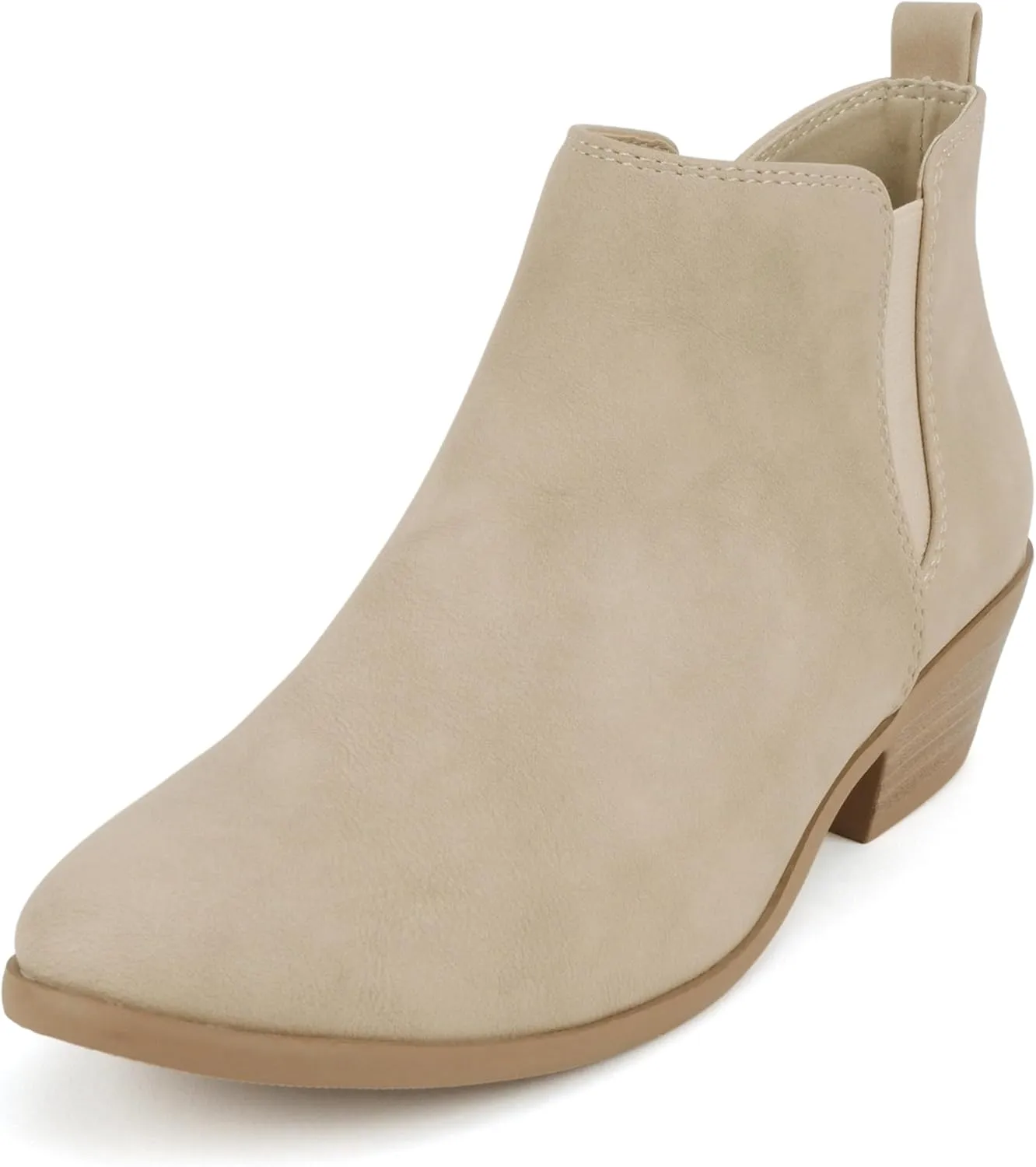 Soda ??CHARMER?? ~ Women Pointed Toe Elastic Gore Low Heel Ankle Bootie with Zipper Closure