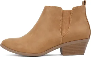 Soda ??CHARMER?? ~ Women Pointed Toe Elastic Gore Low Heel Ankle Bootie with Zipper Closure