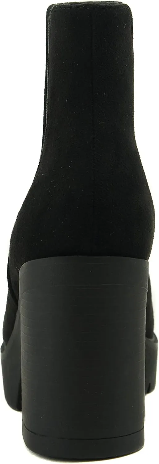 Soda EDITOR ~ Women Lug Sole High Heel Chelsea Fashion Ankle Boot w/Double Elastic Gore