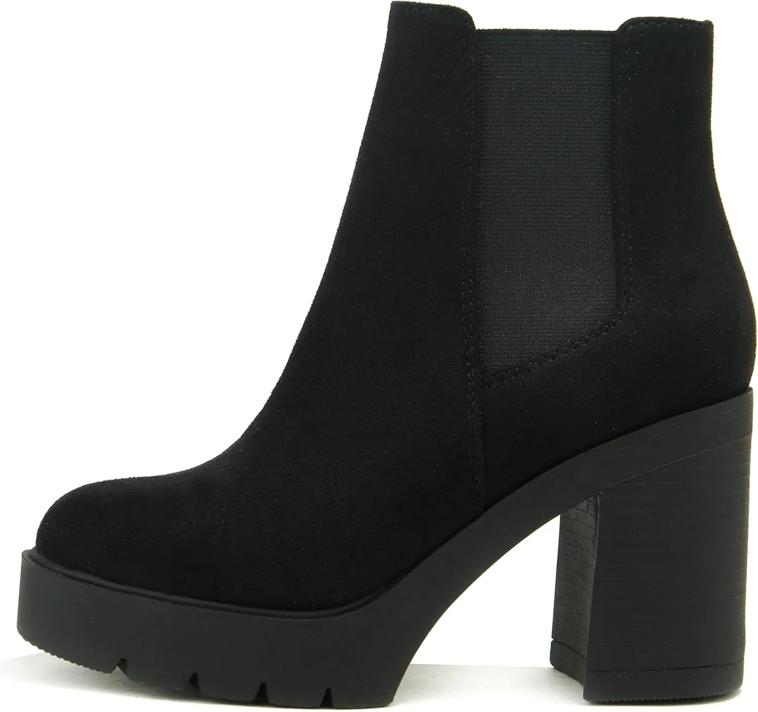 Soda EDITOR ~ Women Lug Sole High Heel Chelsea Fashion Ankle Boot w/Double Elastic Gore