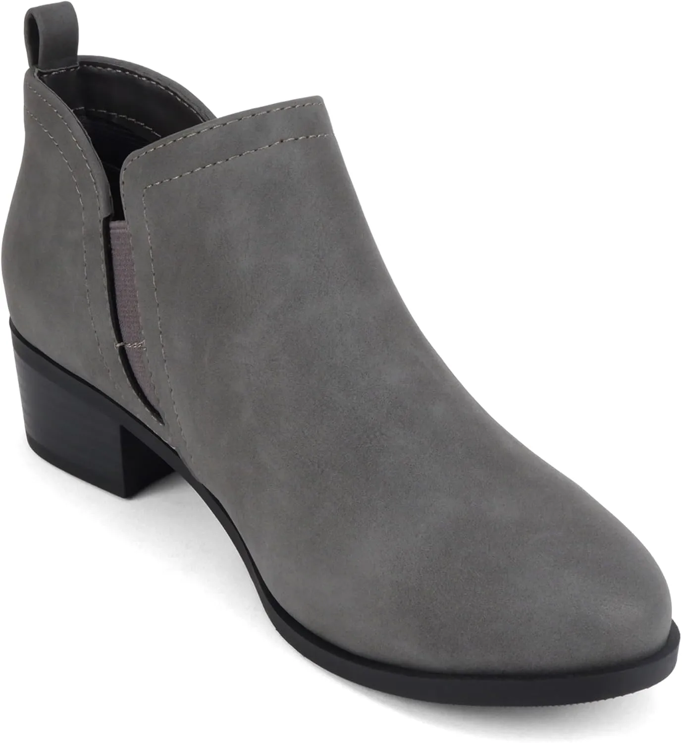 Soda ZAYNE ~ Women Round Toe Elastic Side Gore Side Zipper Pull Tab Low Heel Ankle Boot Bootie