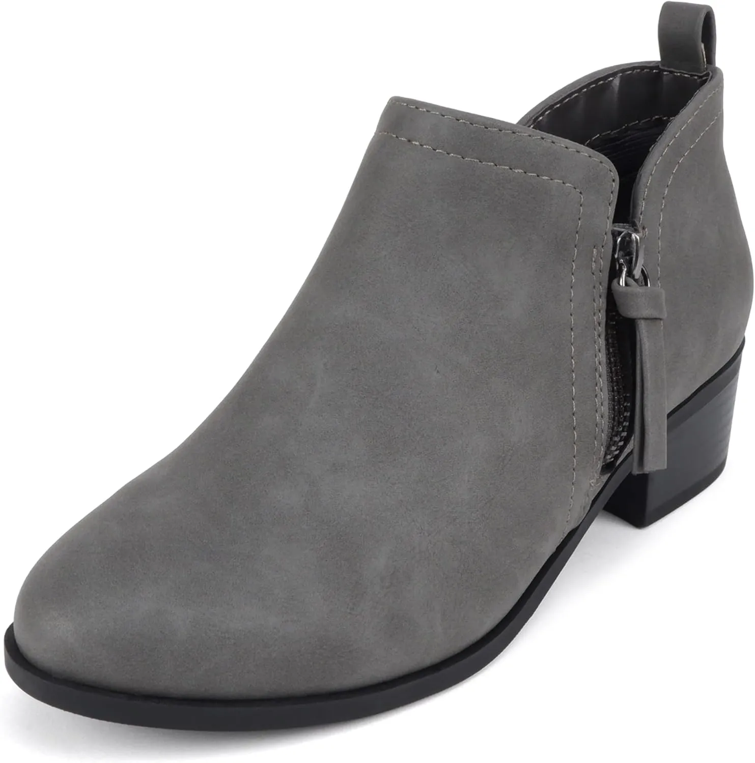 Soda ZAYNE ~ Women Round Toe Elastic Side Gore Side Zipper Pull Tab Low Heel Ankle Boot Bootie