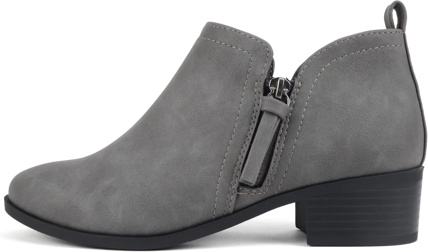 Soda ZAYNE ~ Women Round Toe Elastic Side Gore Side Zipper Pull Tab Low Heel Ankle Boot Bootie