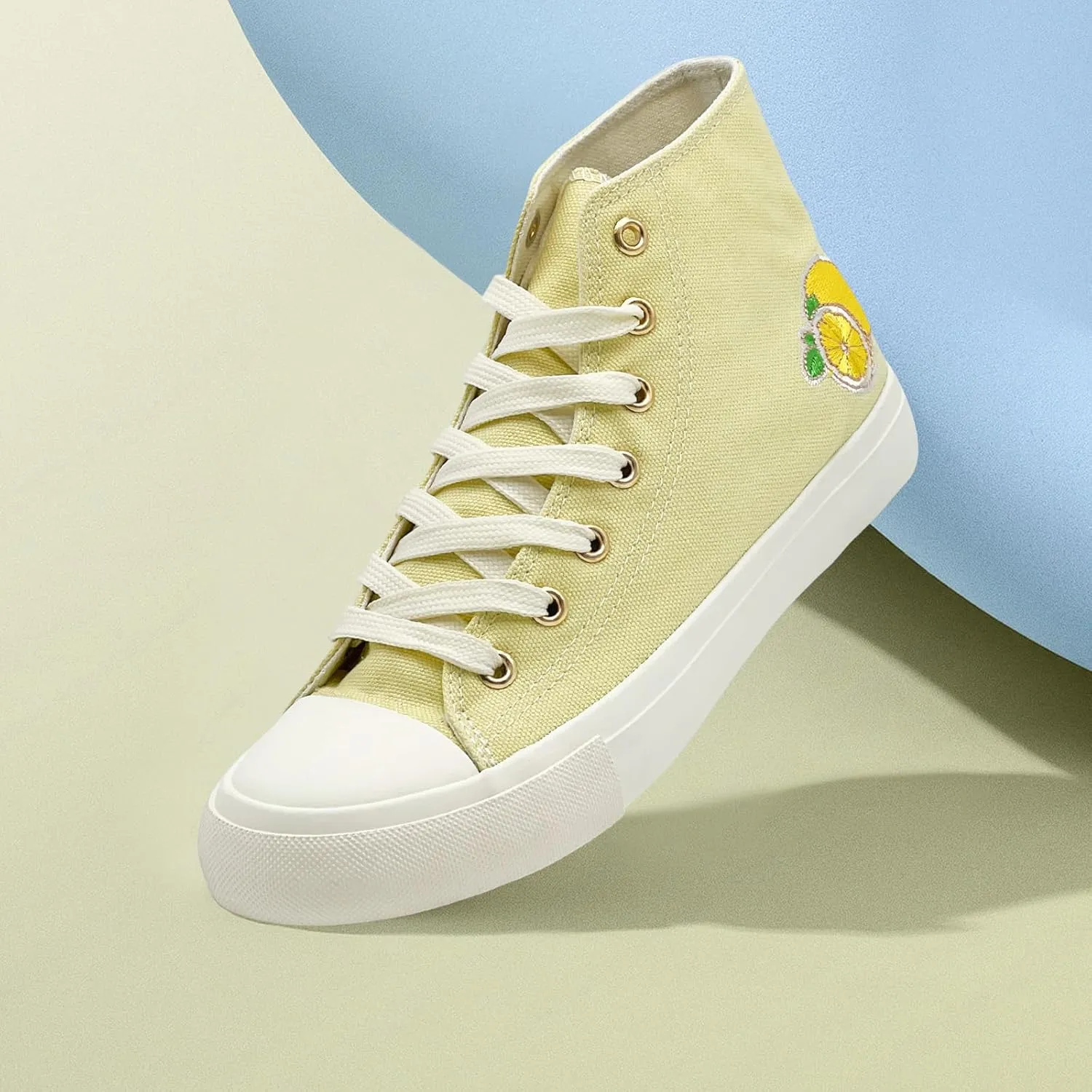 soofylia High Top Canvas Sneakers for Women Classic Lace Up Canvas Shoes Casual Tennis Comfortable Fashion Walking Shoes