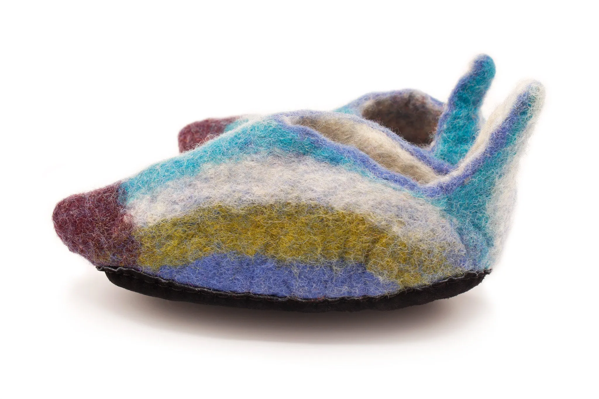 Striped & Pointed Hand Felted Wool Baby Booties