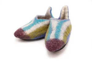 Striped & Pointed Hand Felted Wool Baby Booties