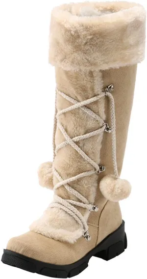 Teens Snow Boots Waterproof Insulated Fur Boots Waterproof Warm Boots Outdoor Furry Fluffy Short Snow Boot Work Boots for Men
