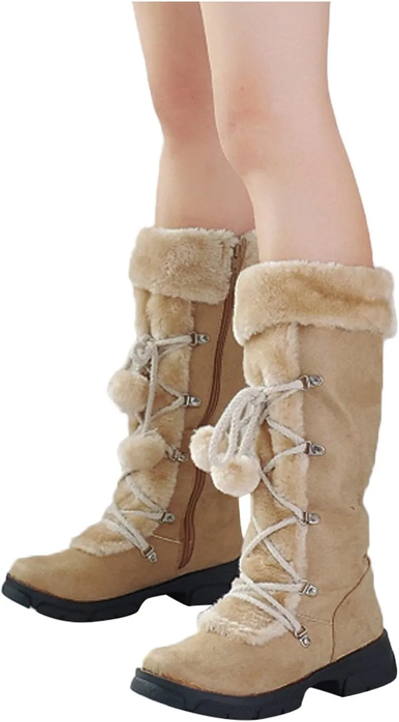 Teens Snow Boots Waterproof Insulated Fur Boots Waterproof Warm Boots Outdoor Furry Fluffy Short Snow Boot Work Boots for Men