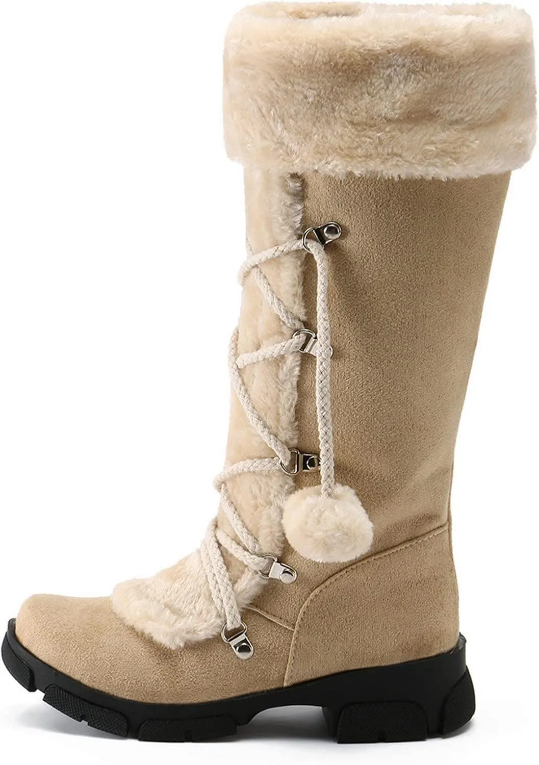 Teens Snow Boots Waterproof Insulated Fur Boots Waterproof Warm Boots Outdoor Furry Fluffy Short Snow Boot Work Boots for Men
