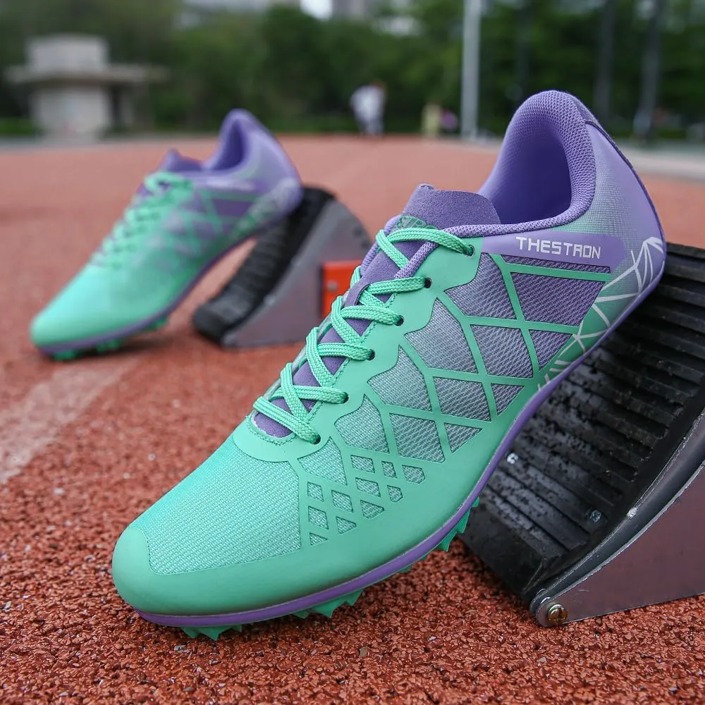 THESTRON Professional Spikes Track & Field Shoes for Men Women Kids Breathable Racing Jumping Sprint Running Sneakers