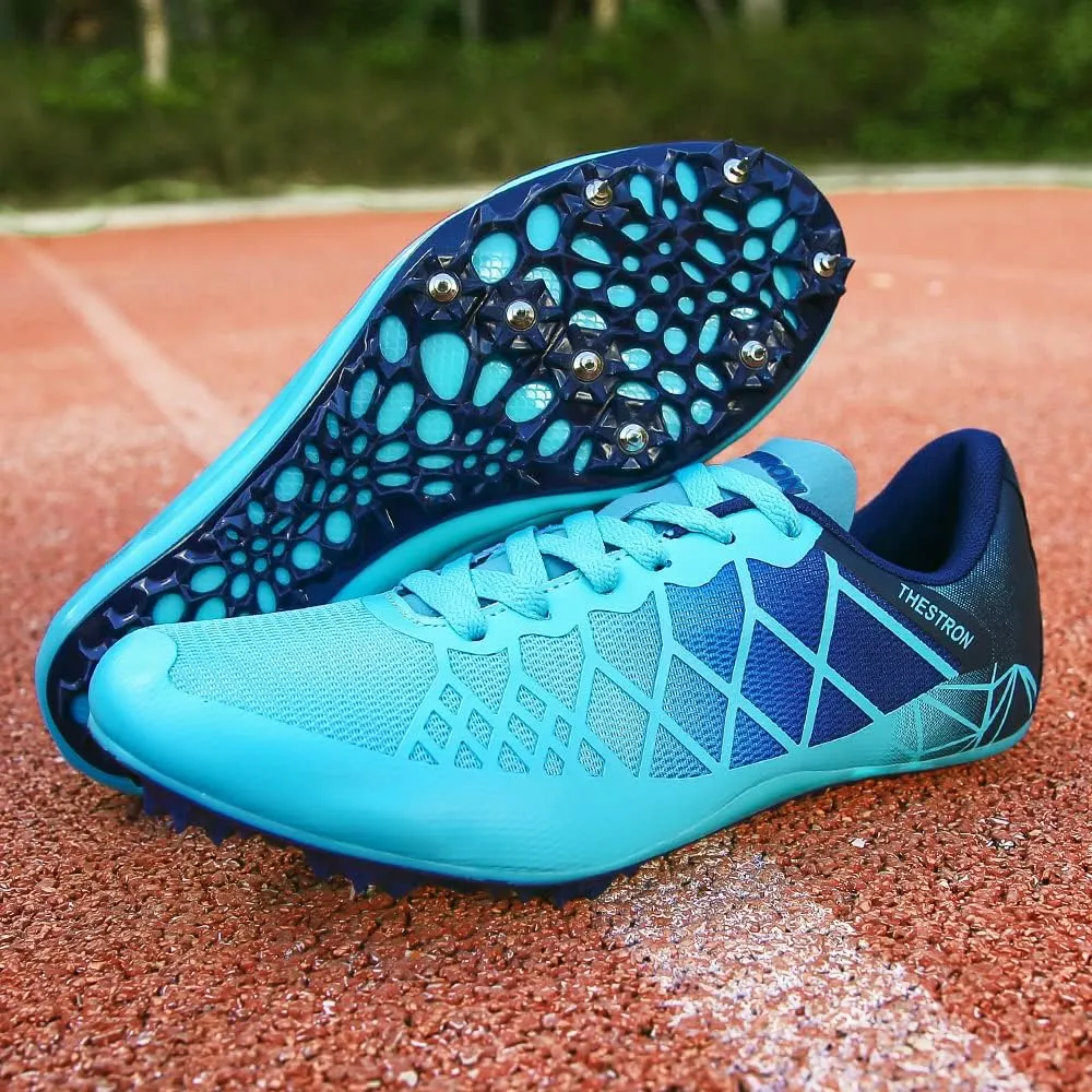 THESTRON Professional Spikes Track & Field Shoes for Men Women Kids Breathable Racing Jumping Sprint Running Sneakers