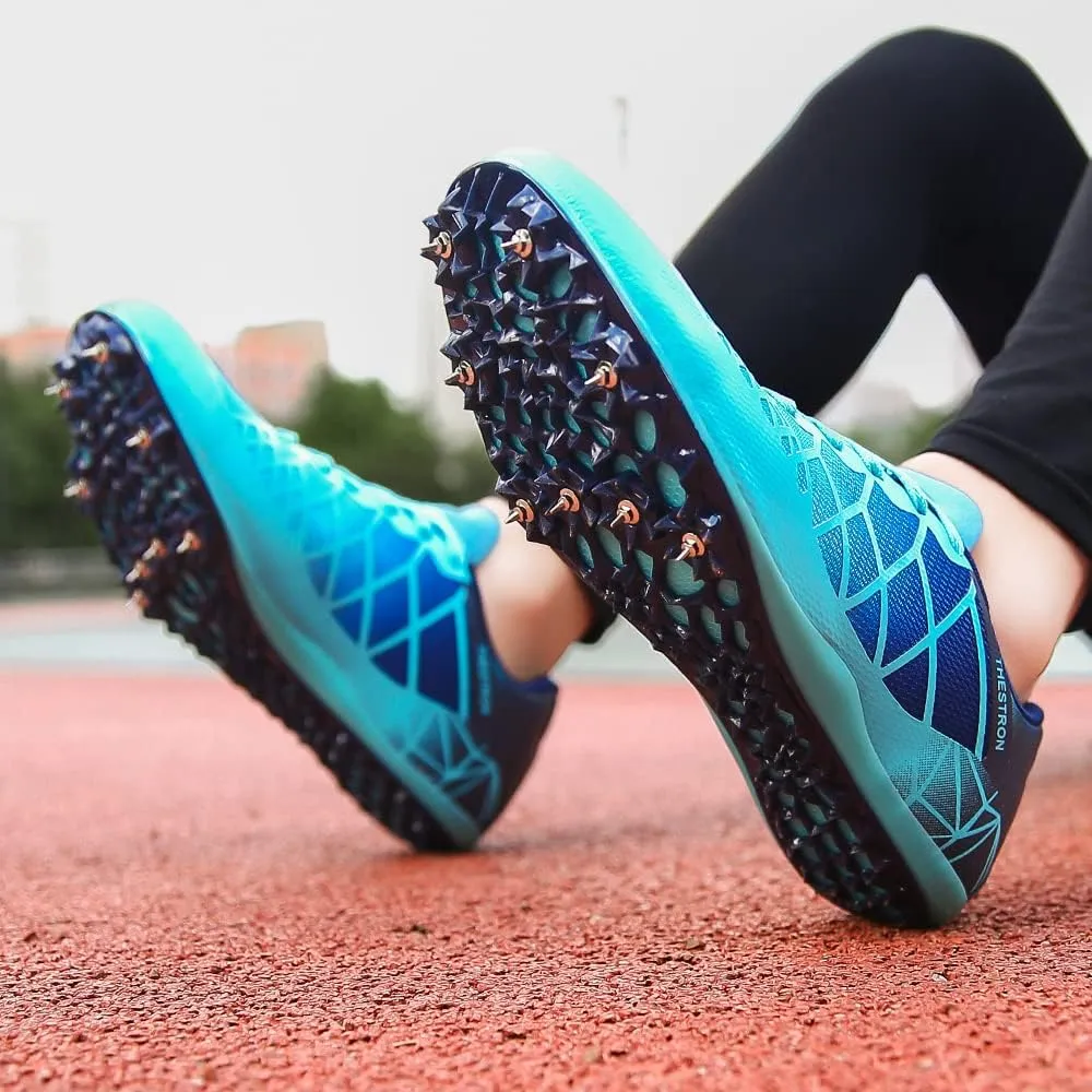 THESTRON Professional Spikes Track & Field Shoes for Men Women Kids Breathable Racing Jumping Sprint Running Sneakers
