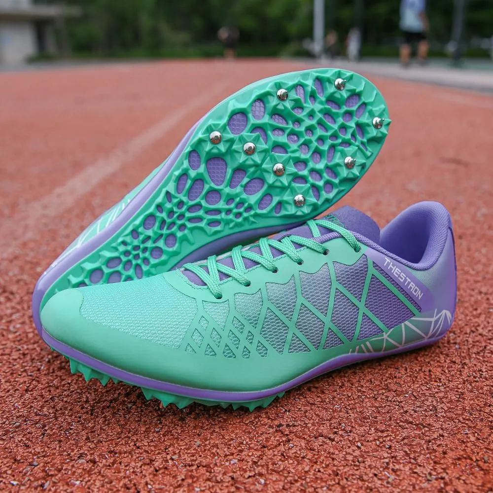 THESTRON Professional Spikes Track & Field Shoes for Men Women Kids Breathable Racing Jumping Sprint Running Sneakers