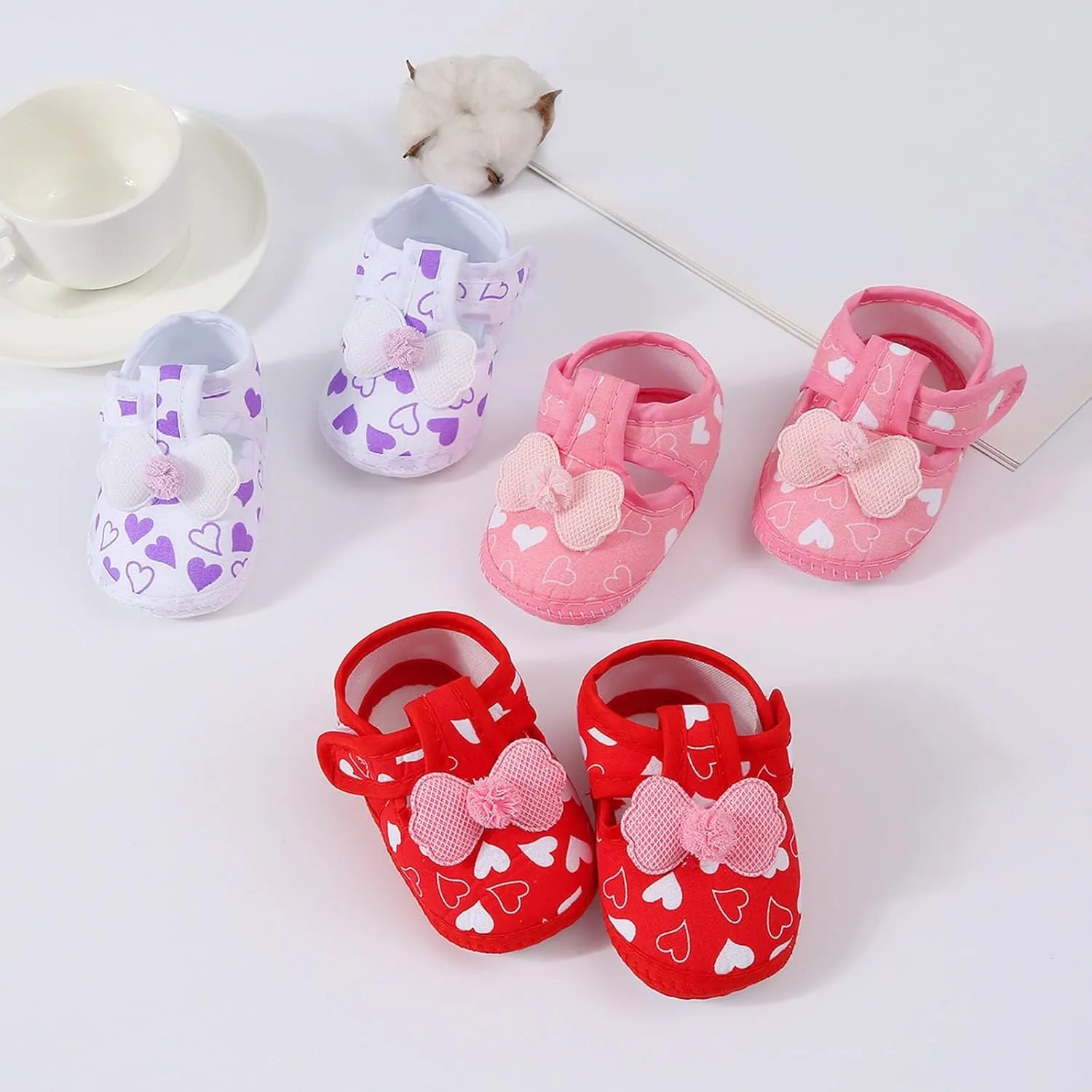 Toddler Baby Girls Canvas Sandals Indoor Closed Toe Bow Heart Dance Dress Shoes Ankle Cute Walking Sneaker Summer