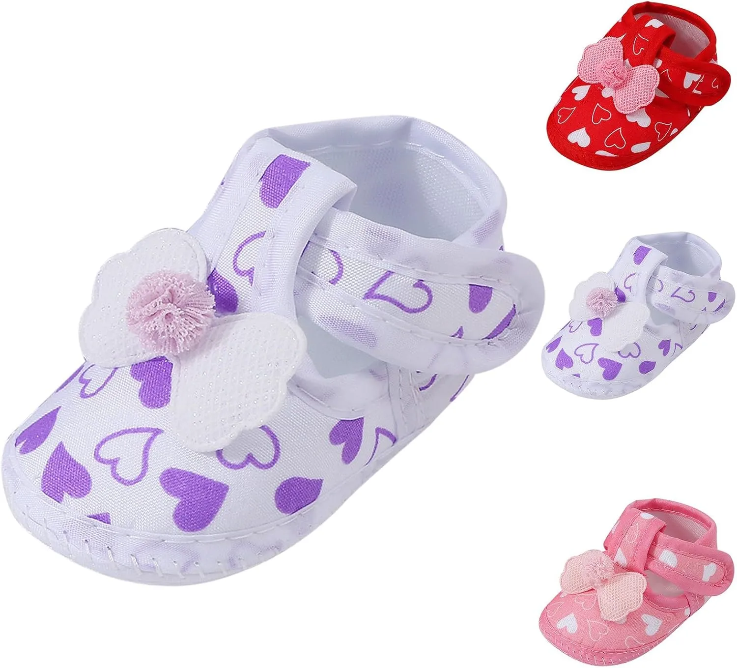 Toddler Baby Girls Canvas Sandals Indoor Closed Toe Bow Heart Dance Dress Shoes Ankle Cute Walking Sneaker Summer