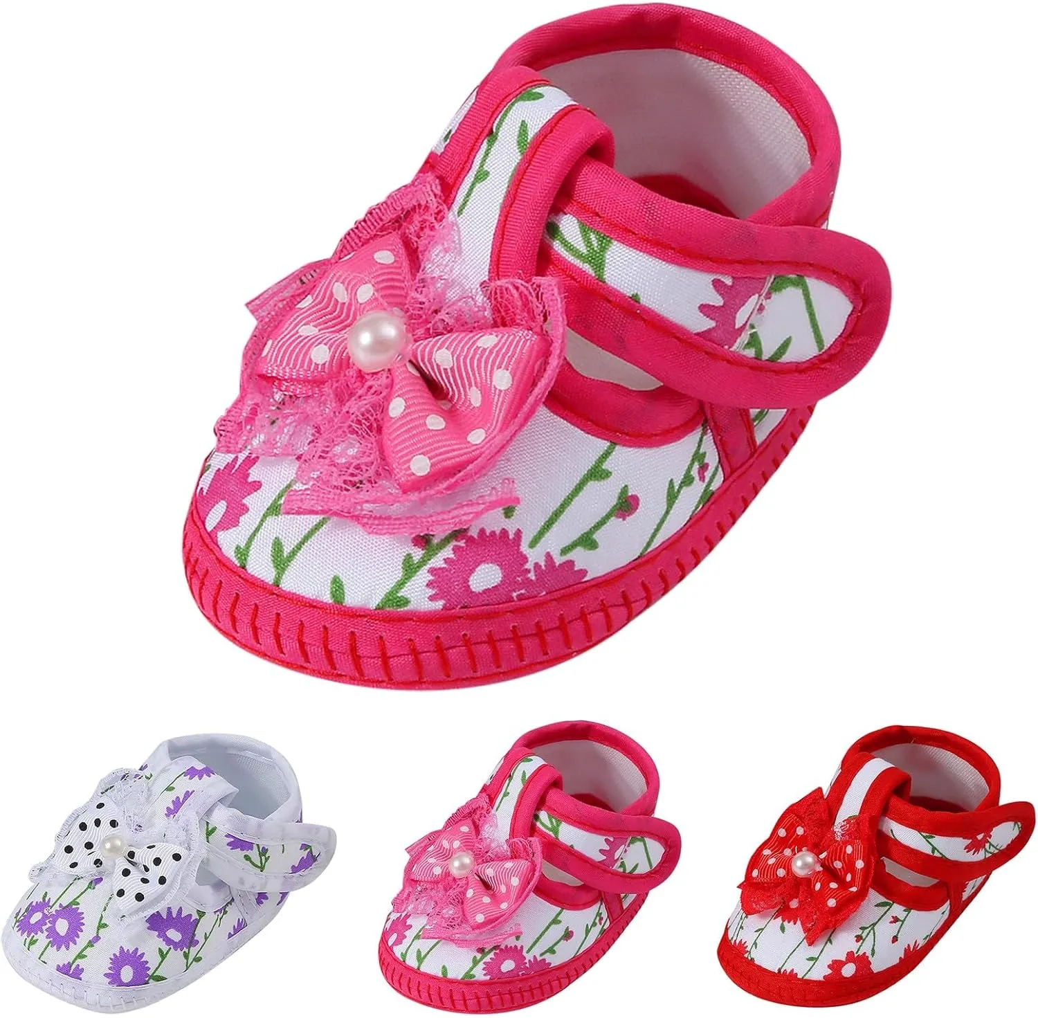 Toddler Baby Girls Cute Flower First Walking Sandals Lightweight Soft Sole Non-Slip Sneakers Princess Wedding Shoes
