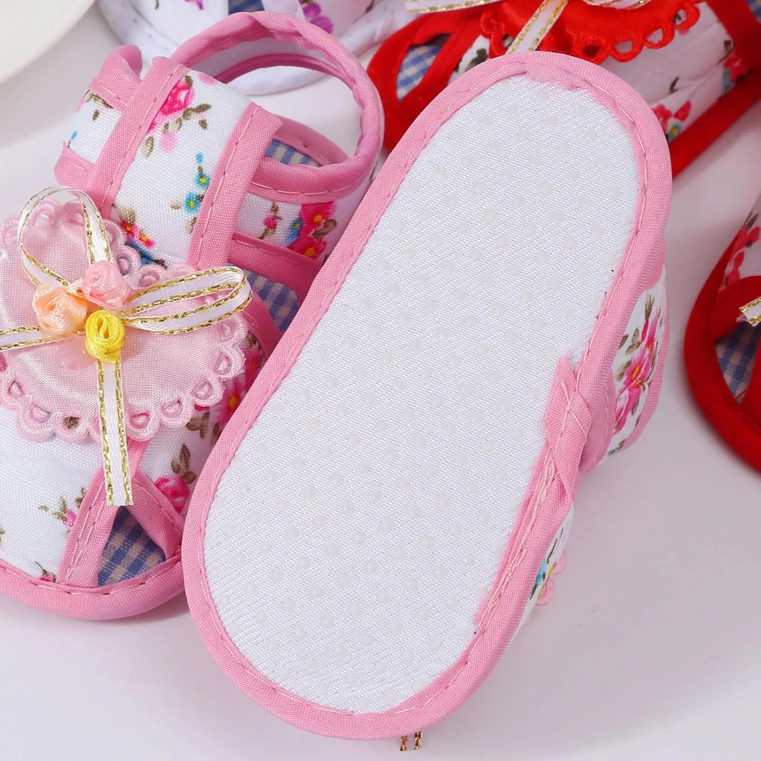 Toddler Baby Girls Cute Flower First Walking Sandals Lightweight Soft Sole Non-Slip Sneakers Princess Wedding Shoes