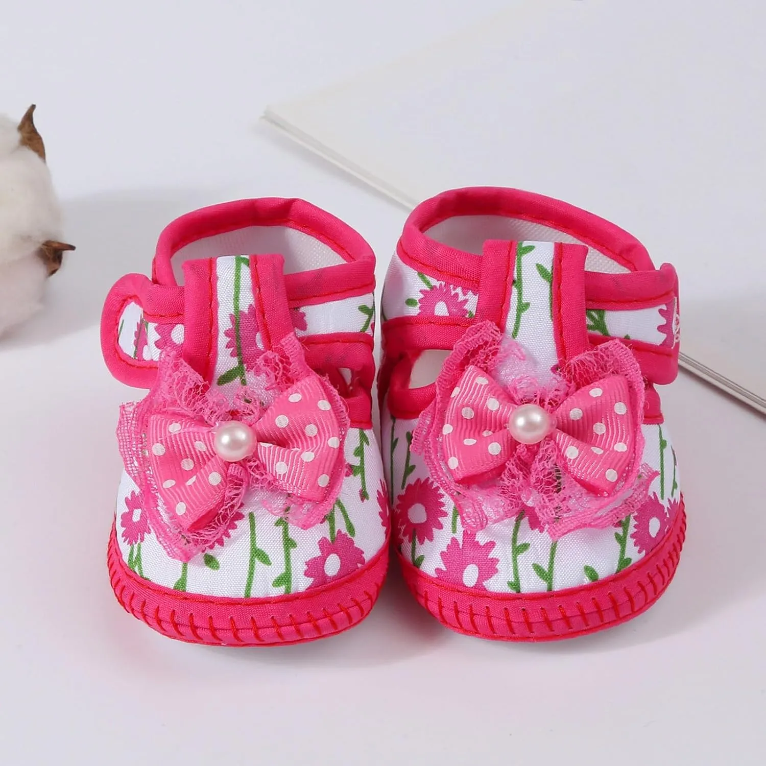 Toddler Baby Girls Cute Flower First Walking Sandals Lightweight Soft Sole Non-Slip Sneakers Princess Wedding Shoes