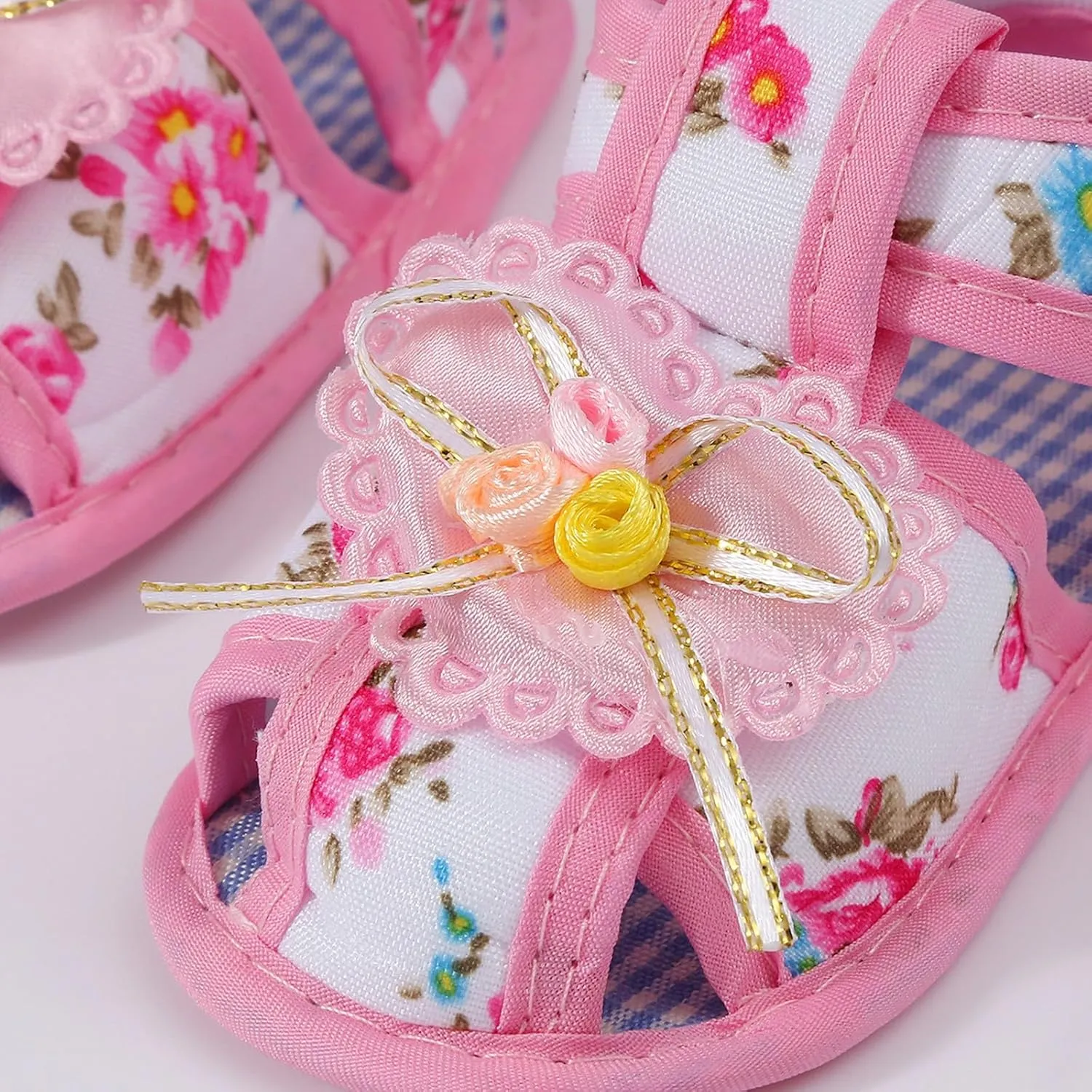 Toddler Baby Girls Cute Flower First Walking Sandals Lightweight Soft Sole Non-Slip Sneakers Princess Wedding Shoes