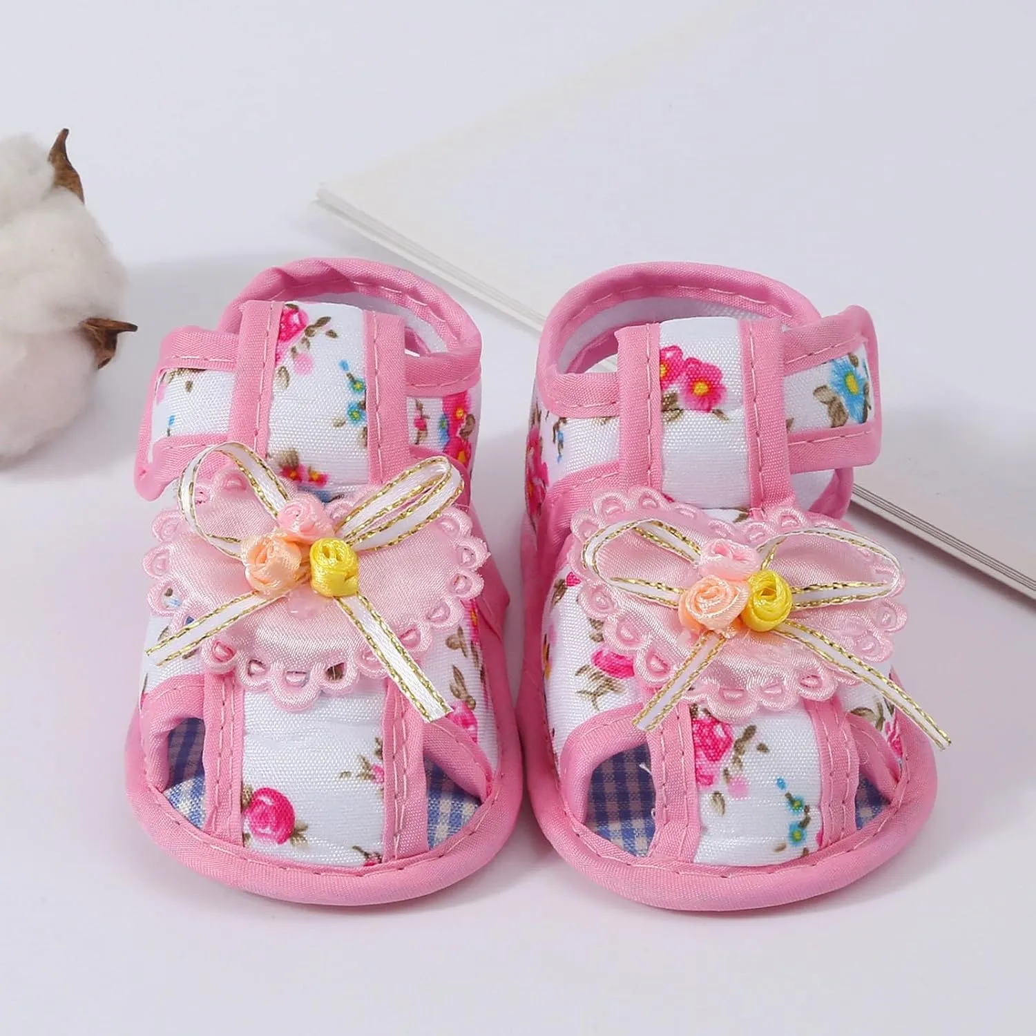 Toddler Baby Girls Cute Flower First Walking Sandals Lightweight Soft Sole Non-Slip Sneakers Princess Wedding Shoes