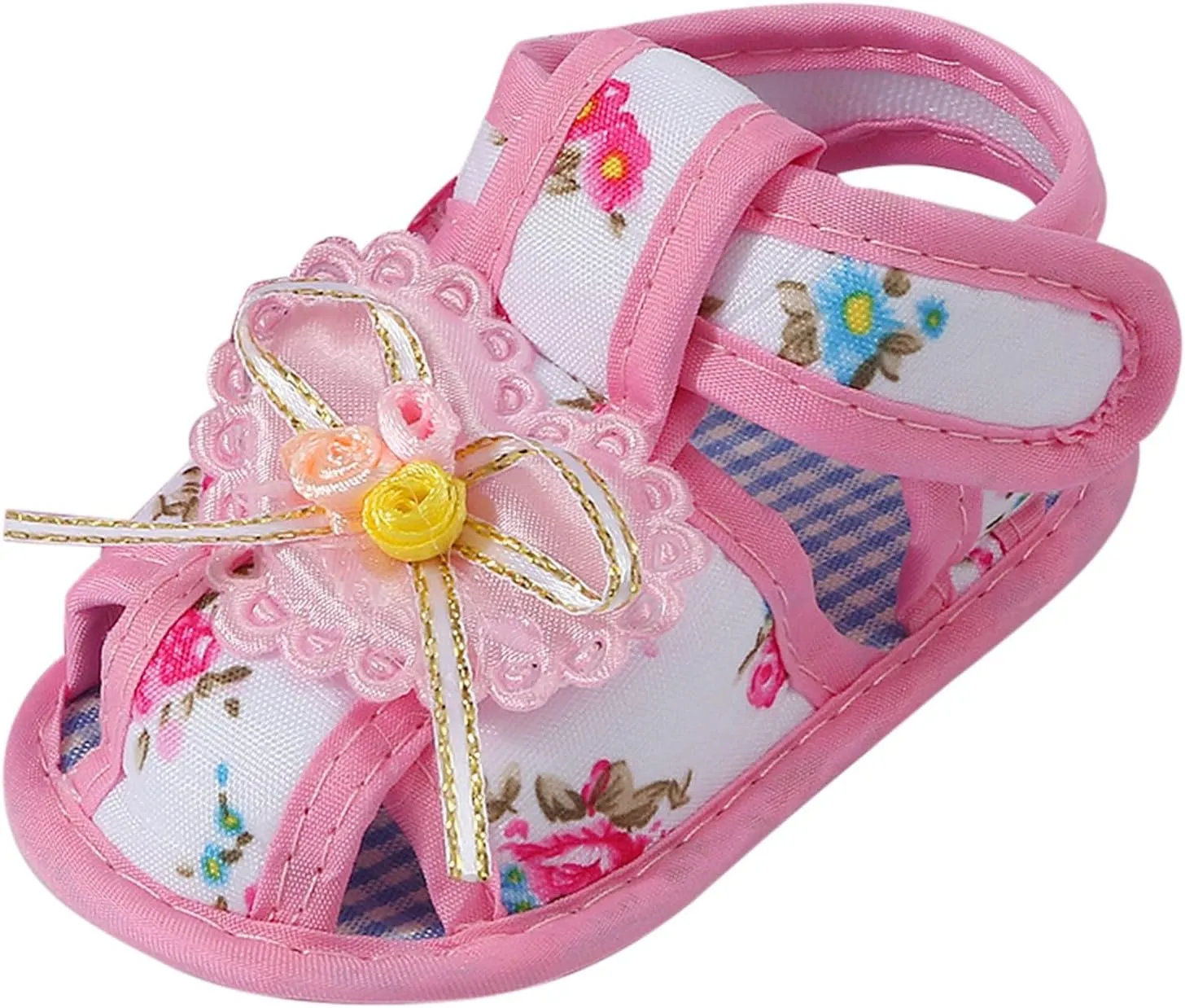 Toddler Baby Girls Cute Flower First Walking Sandals Lightweight Soft Sole Non-Slip Sneakers Princess Wedding Shoes