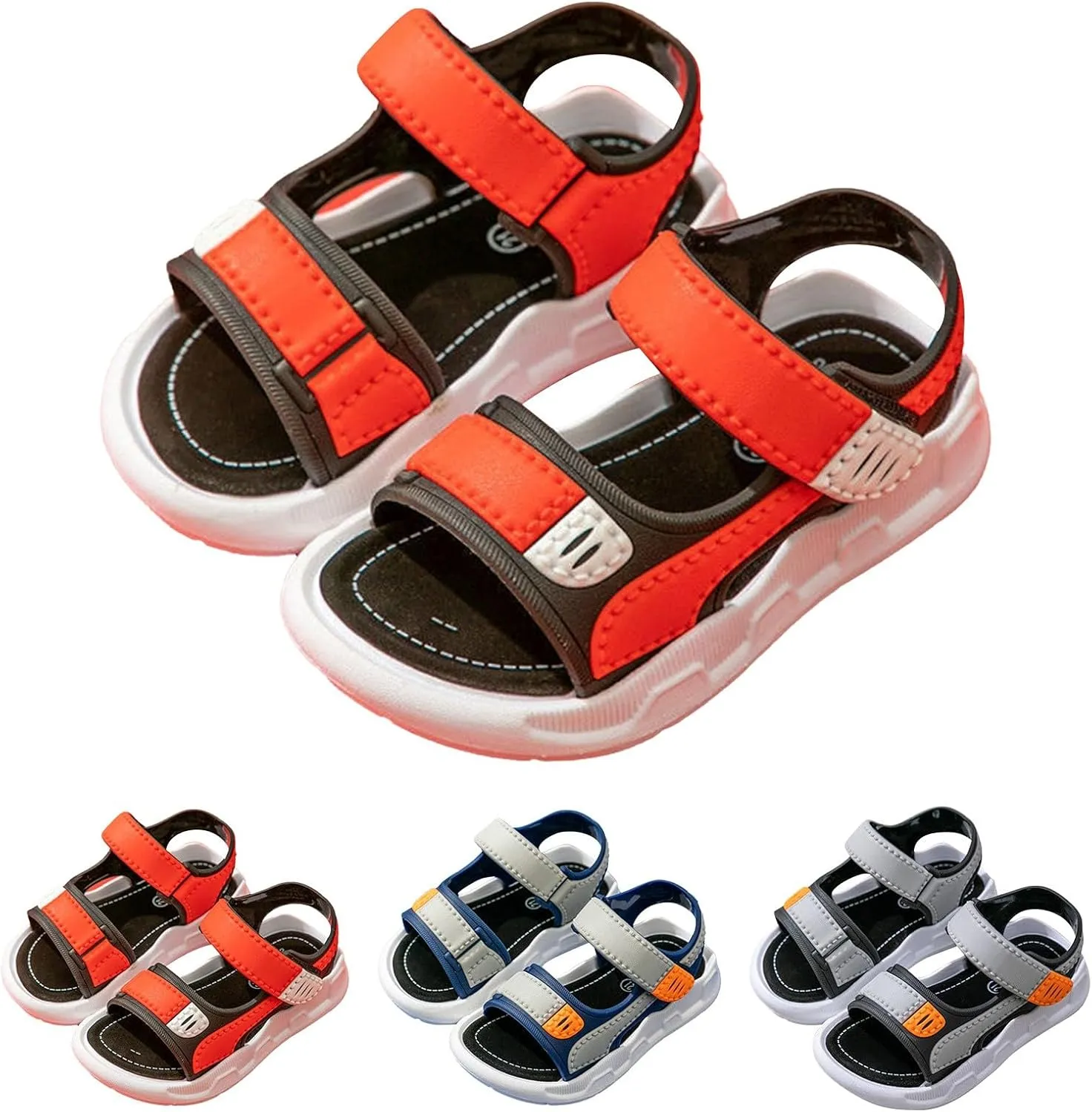 Toddler Boys Sport Sandals Open Toe Non Slip Walking Shoes with Adjustable Strap Lightweight Kids Athletic Sandals