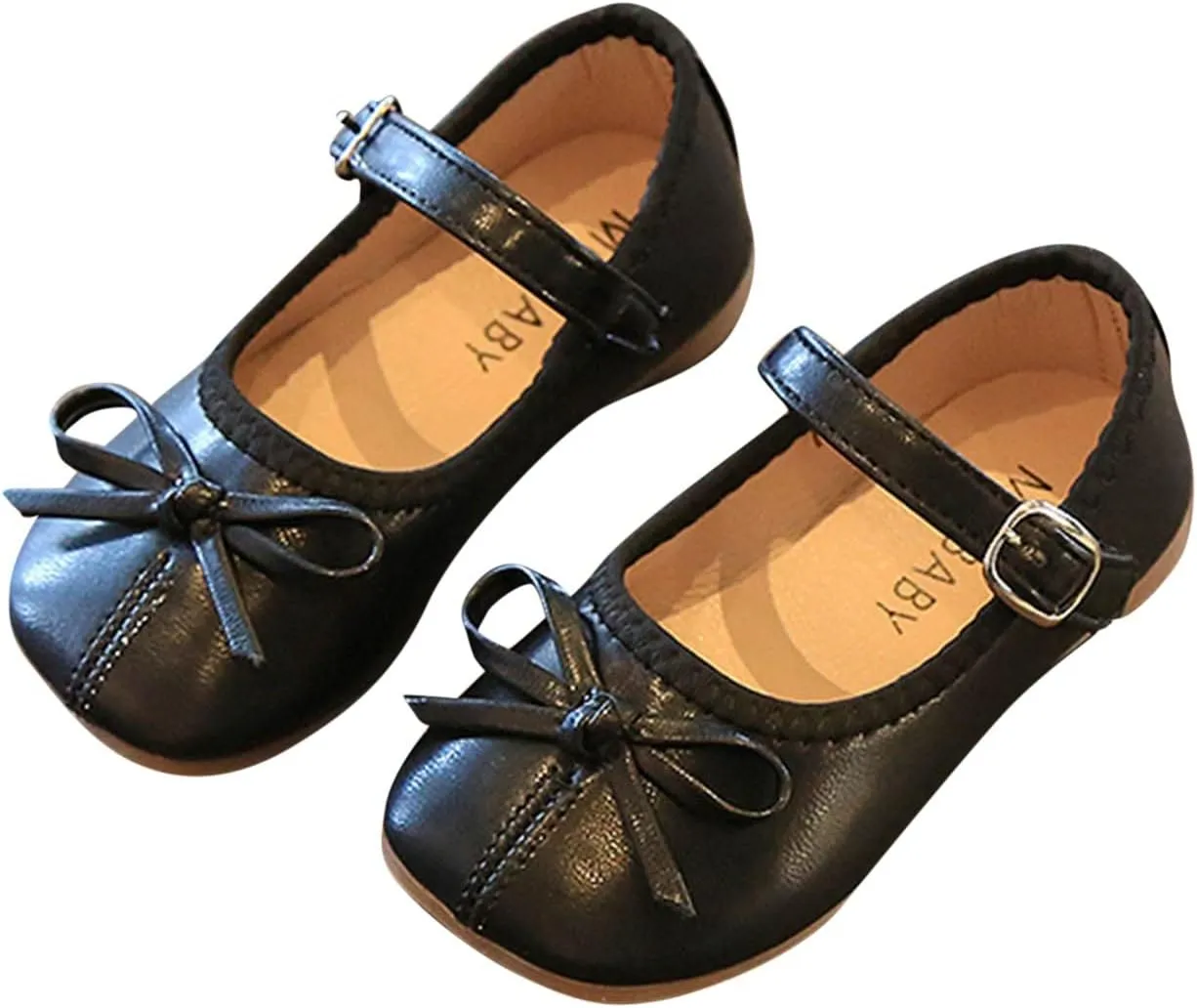 Toddler Dress Shoes Bowknot Mary Jane Shoes Girls Ballet Flat for Kids Wedding Pary niform Church Shoes