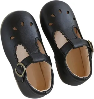 Toddler Girls Leather Lightweight Soft Sole Non-Slip Baby Cute T Strap Dress Shoes Mary Jane Flats Party Wedding