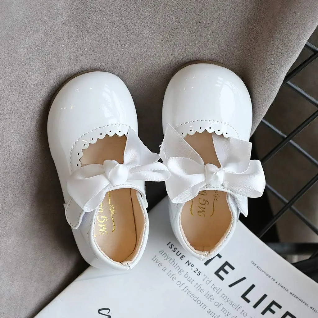 Toddler Girls Mary Jane Dress Shoes Ballet Flat Slip-On Bowknot Princess Wedding Pary occasins Baptism Shoes
