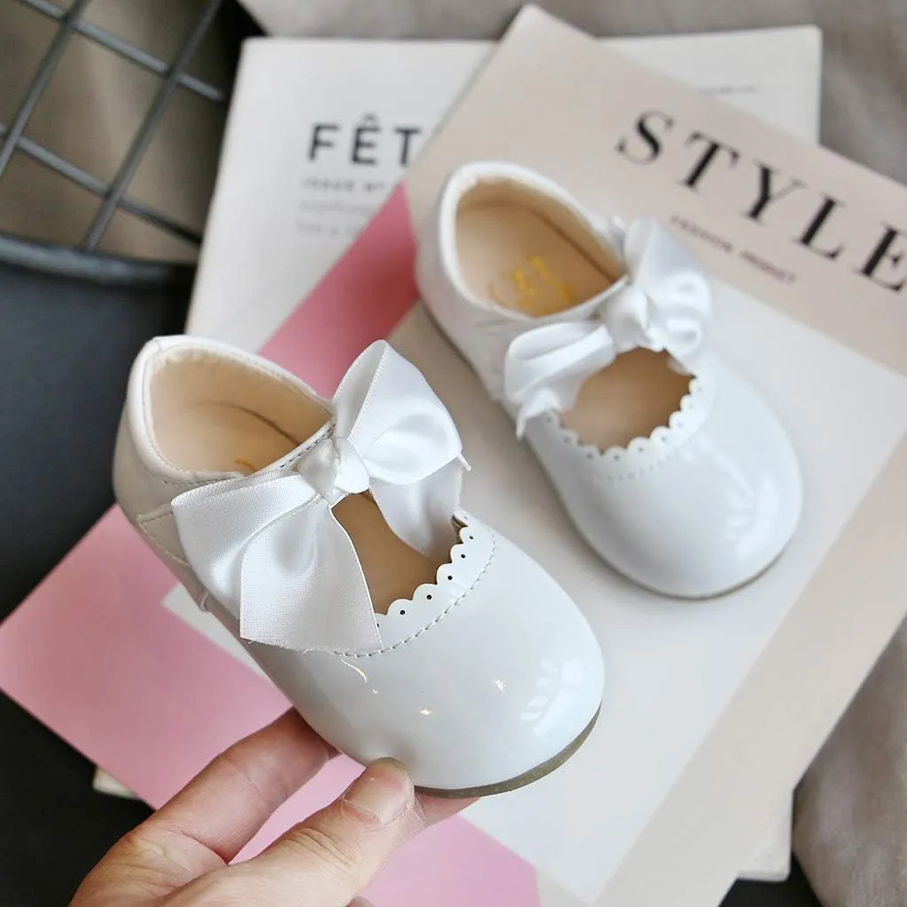 Toddler Girls Mary Jane Dress Shoes Ballet Flat Slip-On Bowknot Princess Wedding Pary occasins Baptism Shoes