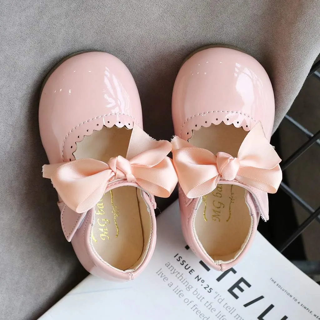 Toddler Girls Mary Jane Dress Shoes Ballet Flat Slip-On Bowknot Princess Wedding Pary occasins Baptism Shoes
