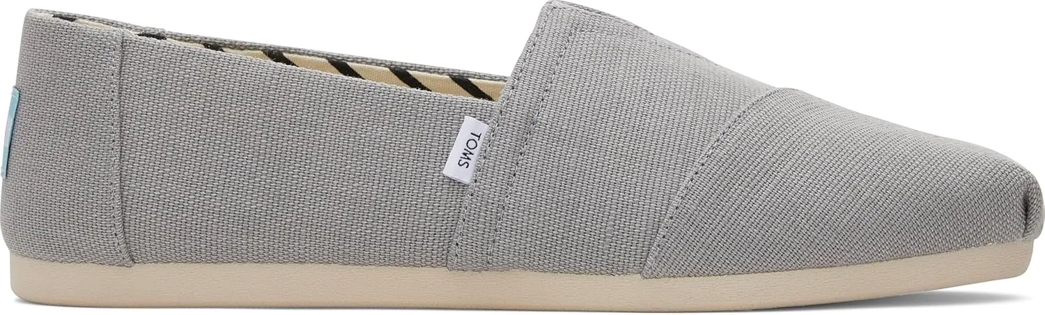 TOMS Men's Alpargata Slip-On Loafer Eco-Friendly Recycled Cotton Canvas, Elastic Gore, Rubber Sole