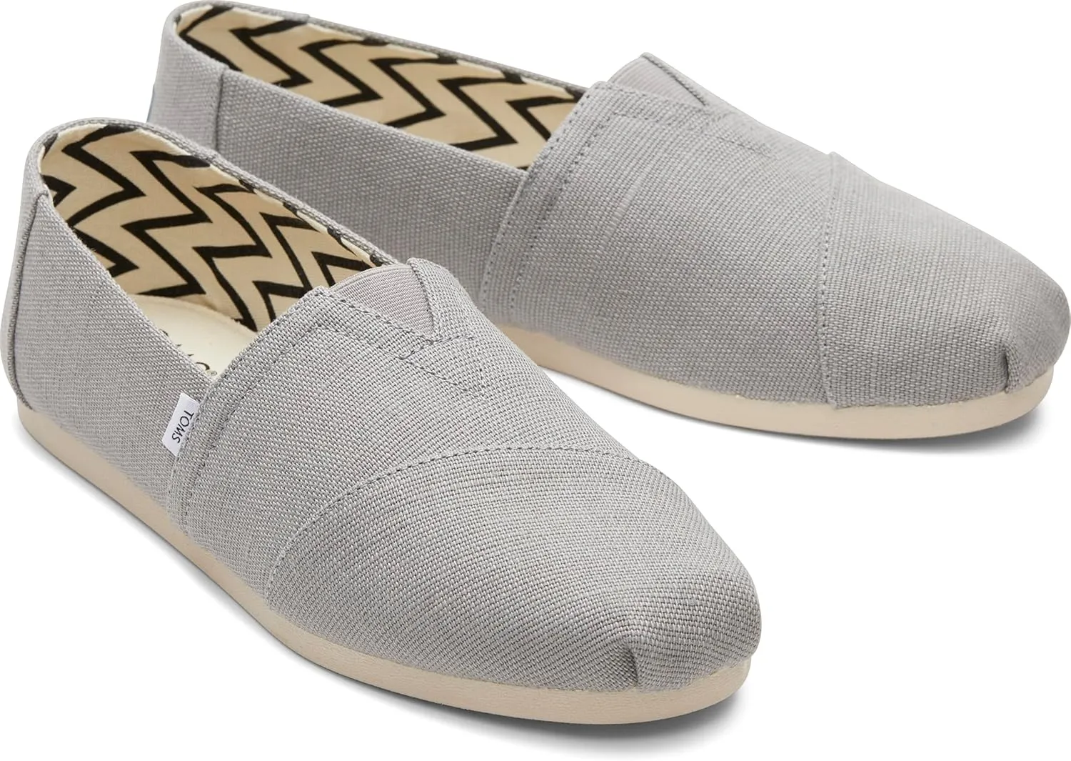 TOMS Men's Alpargata Slip-On Loafer Eco-Friendly Recycled Cotton Canvas, Elastic Gore, Rubber Sole
