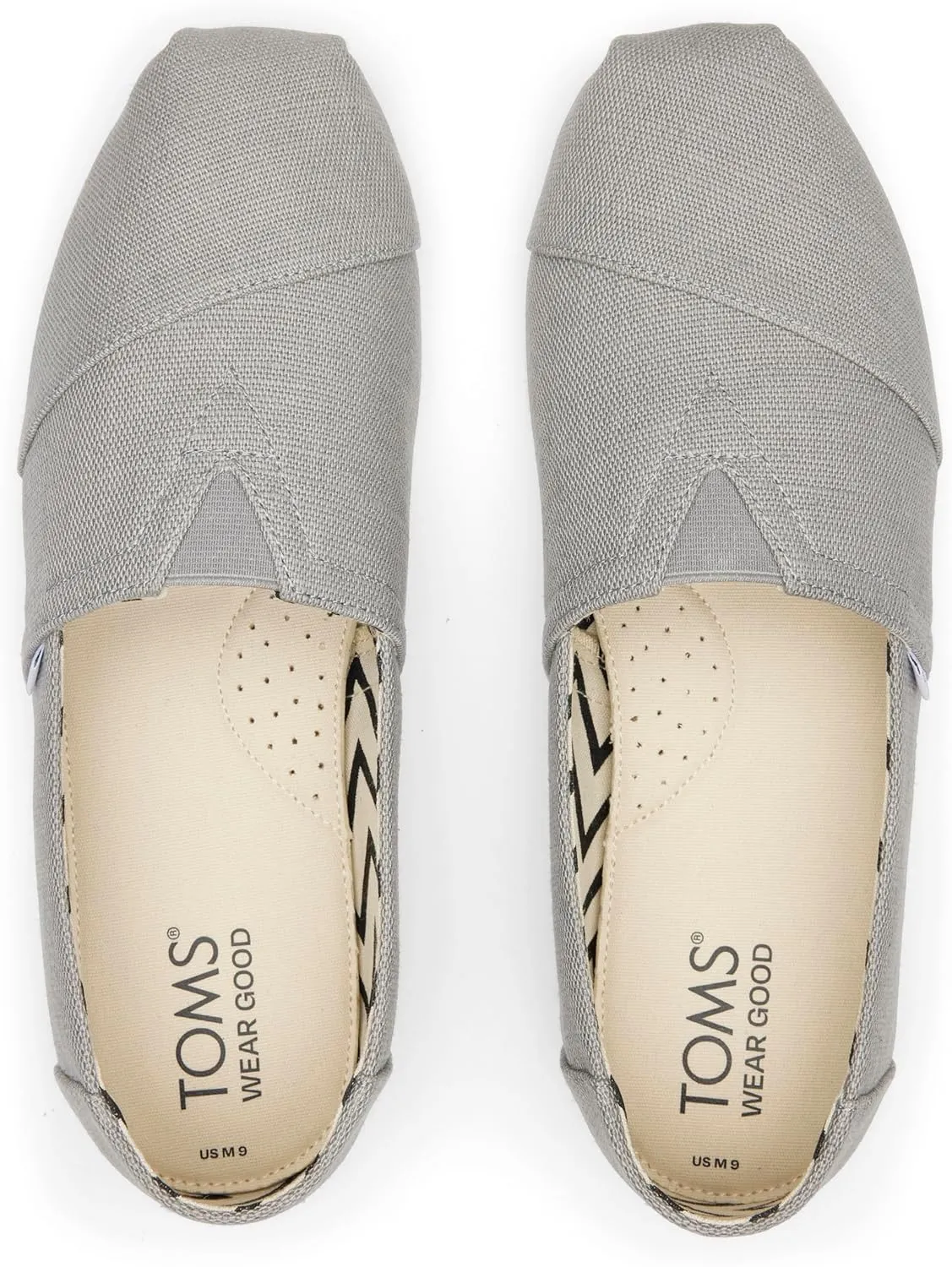 TOMS Men's Alpargata Slip-On Loafer Eco-Friendly Recycled Cotton Canvas, Elastic Gore, Rubber Sole