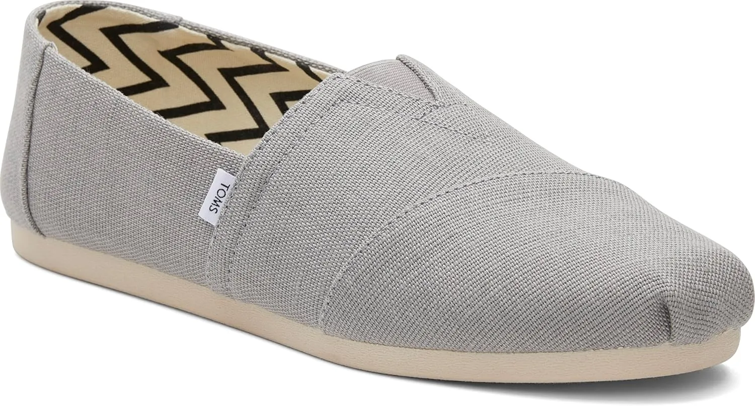 TOMS Men's Alpargata Slip-On Loafer Eco-Friendly Recycled Cotton Canvas, Elastic Gore, Rubber Sole