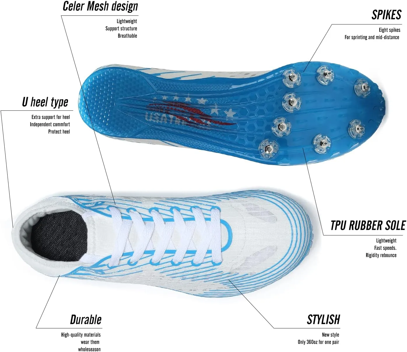 Track Shoes Men Track Spike Shoe for Men Cross Country Running Track and Field Shoes Sprint Distance Running