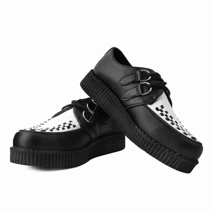 TUK Black and White Vegan Low Sole Creeper F9681