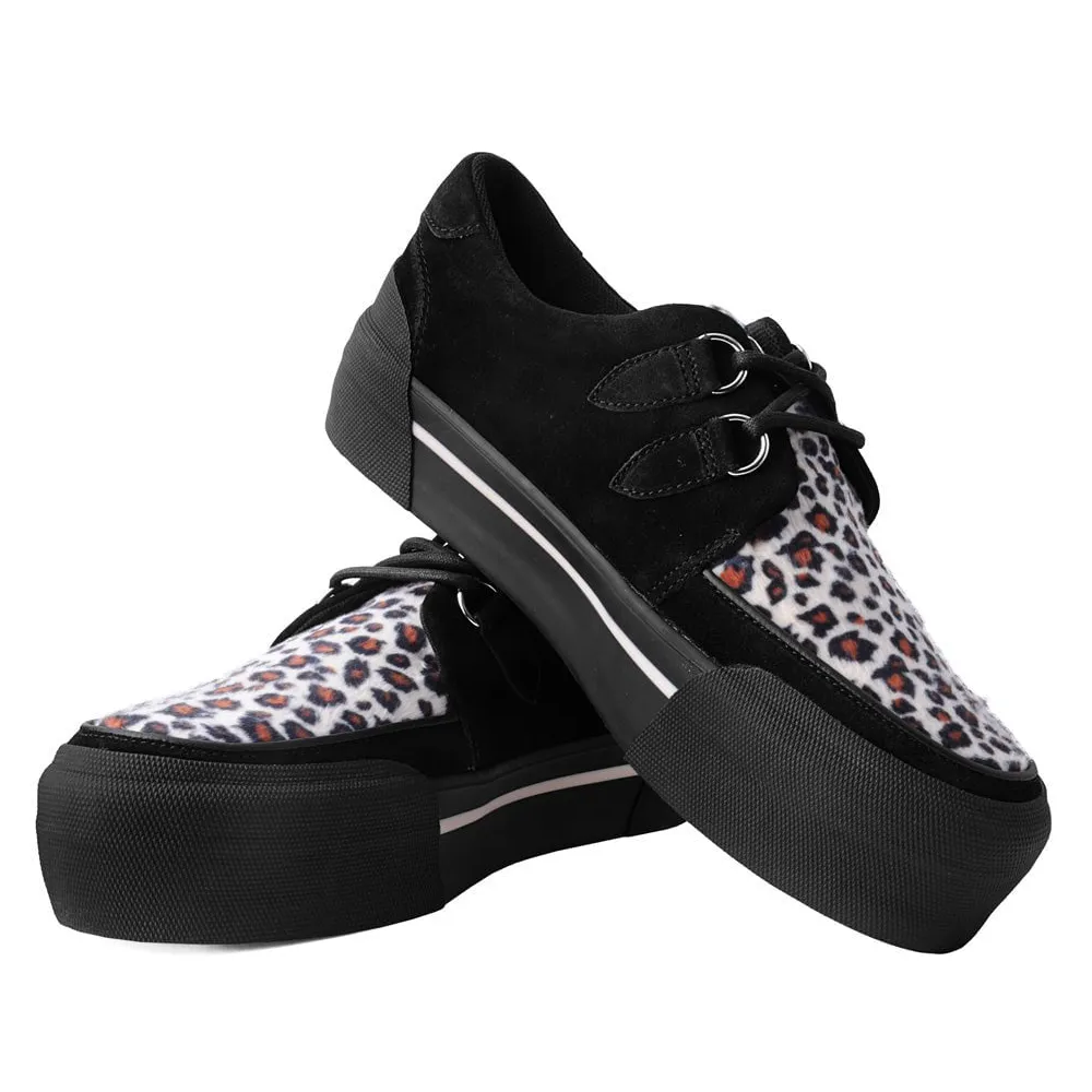 TUK Black/Leopard Suede Platform Creeper Sneaker