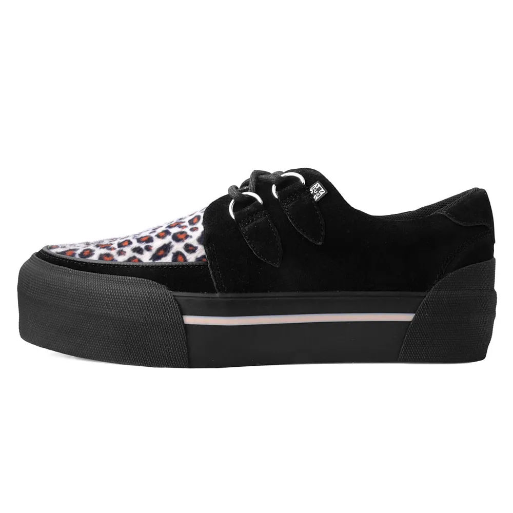 TUK Black/Leopard Suede Platform Creeper Sneaker