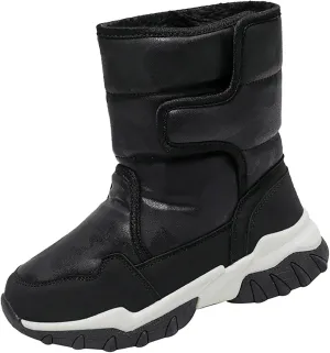 Unisex-Child Snow Boot Girls Boots Big Girls Black Tall Black Waterproo?? Leather Boots For Toddlers Black Boys Boots